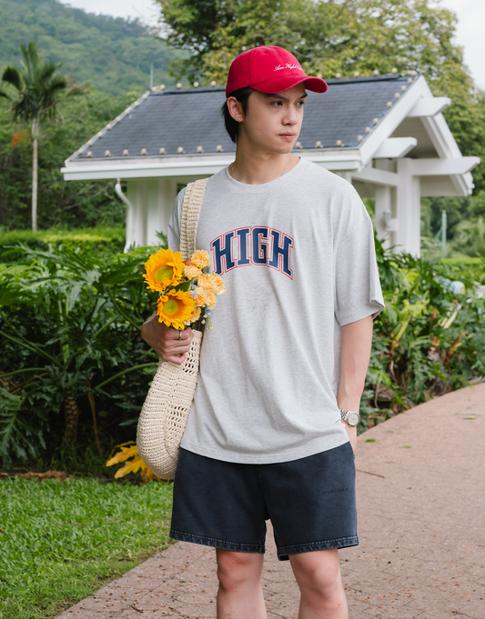 Aim Higher Club High College Unisex Logo Tee/ Flecking Grey