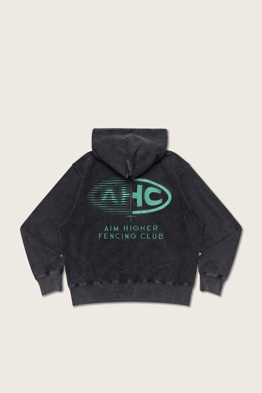 Aim Higher Club x Ryan Choi Unisex Washed Charcoal Zip Up Hoodies