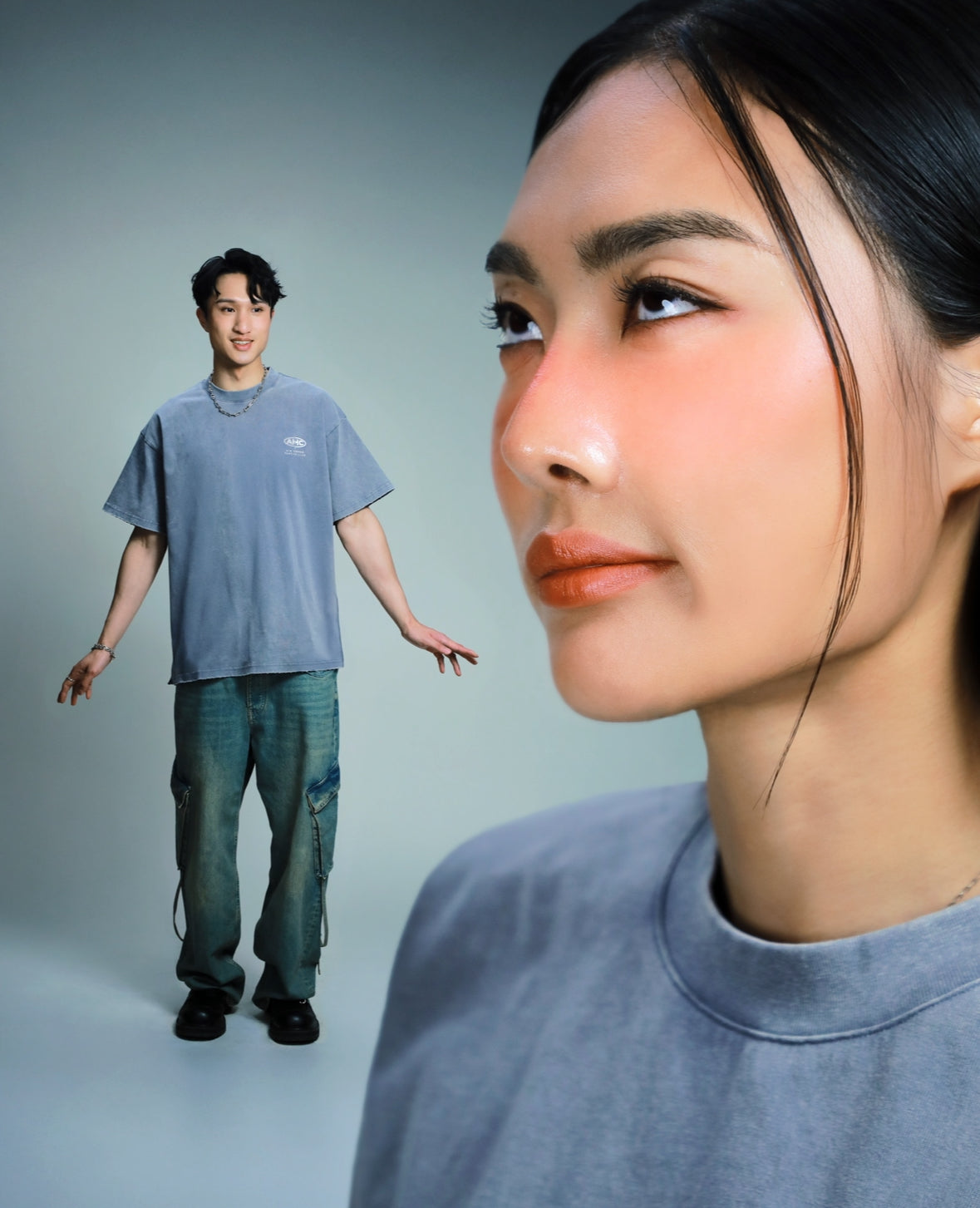Aim Higher Club x Ryan Choi Logo Tee/ Washed Light Grey