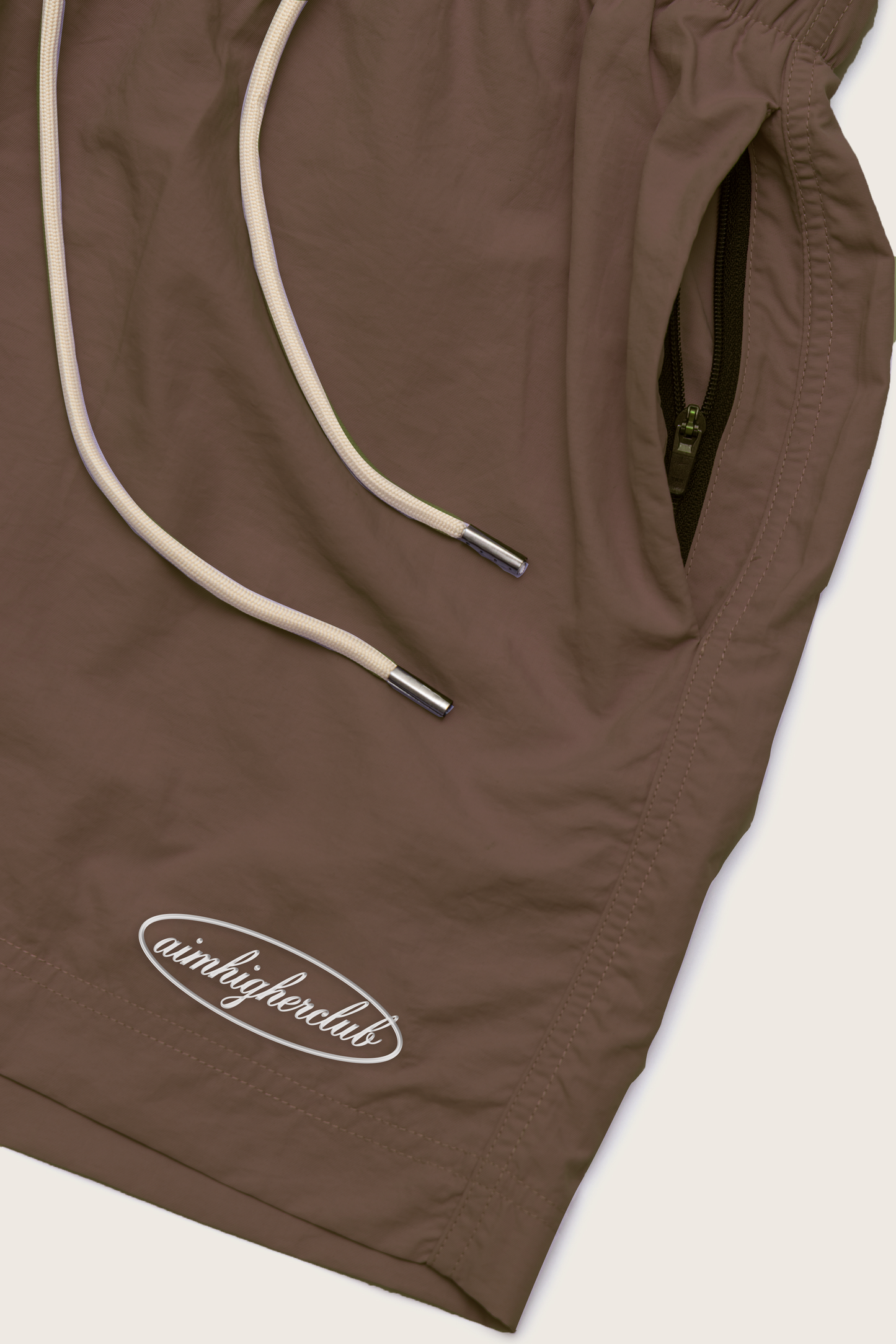 Aim Higher Club Women Oval Logo Nylon Shorts/ Brown