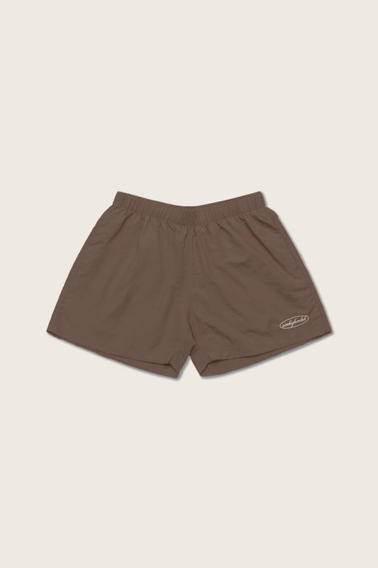 Aim Higher Club Women Oval Logo Nylon Shorts/ Brown