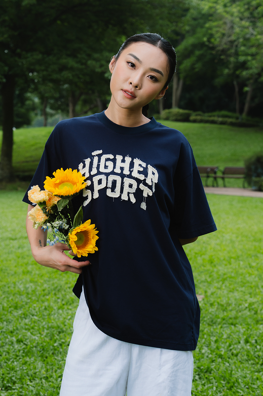 Aim Higher Club Unisex Sport Distressed Tee/ Navy
