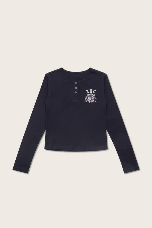 Aim Higher Club Faculty of Sports Henley Neck Long Sleeve Women Top/ Navy