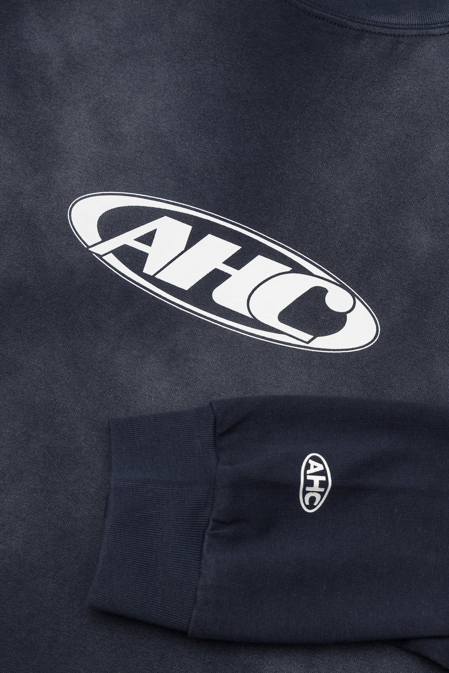 Aim Higher Club Unisex Retro Oval Logo Long Tee/ Dirty Washed Navy