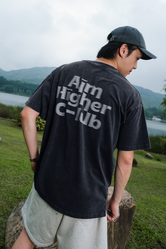 Aim Higher Club Unisex Logo Motion Tee/ Washed Charcoal