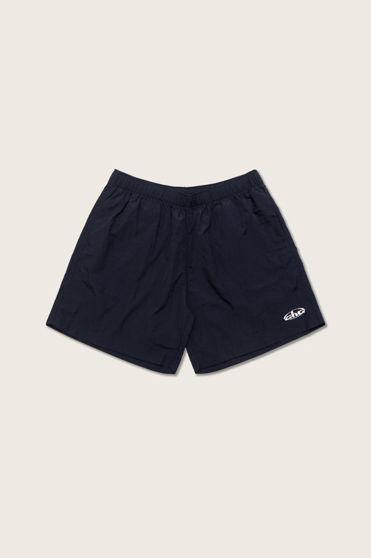 Aim Higher Club Unisex Retro Oval Logo Nylon Shorts/ Navy