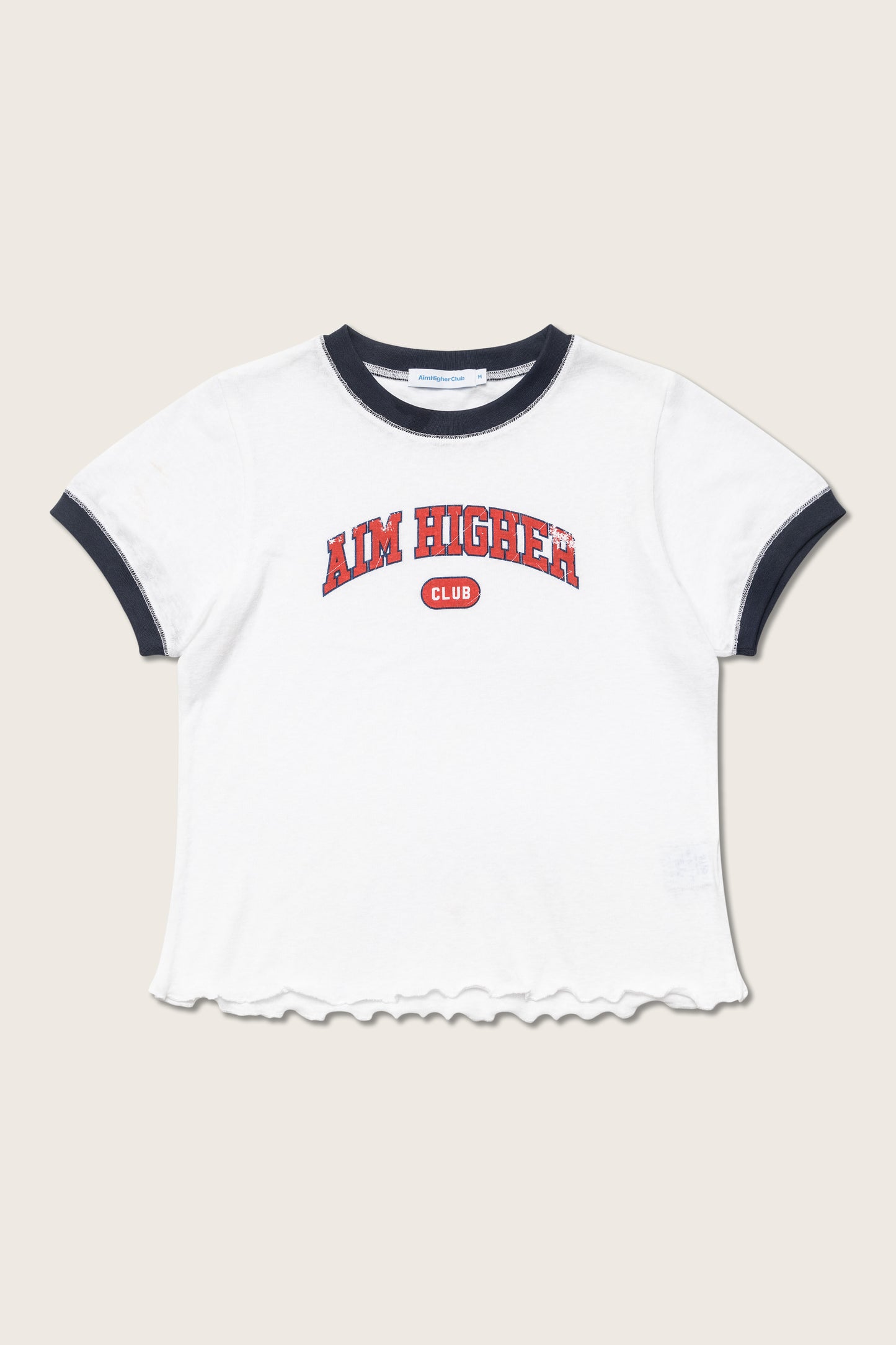Aim Higher Club Ruffle Ringer Tee/ Off White