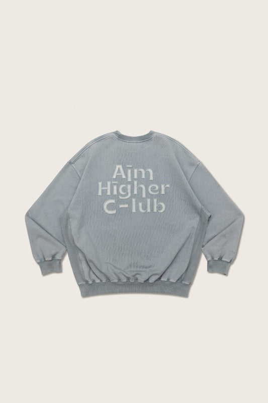 Aim Higher Club Unisex Crewneck Sweatshirt/ Washed Powder Blue Grey