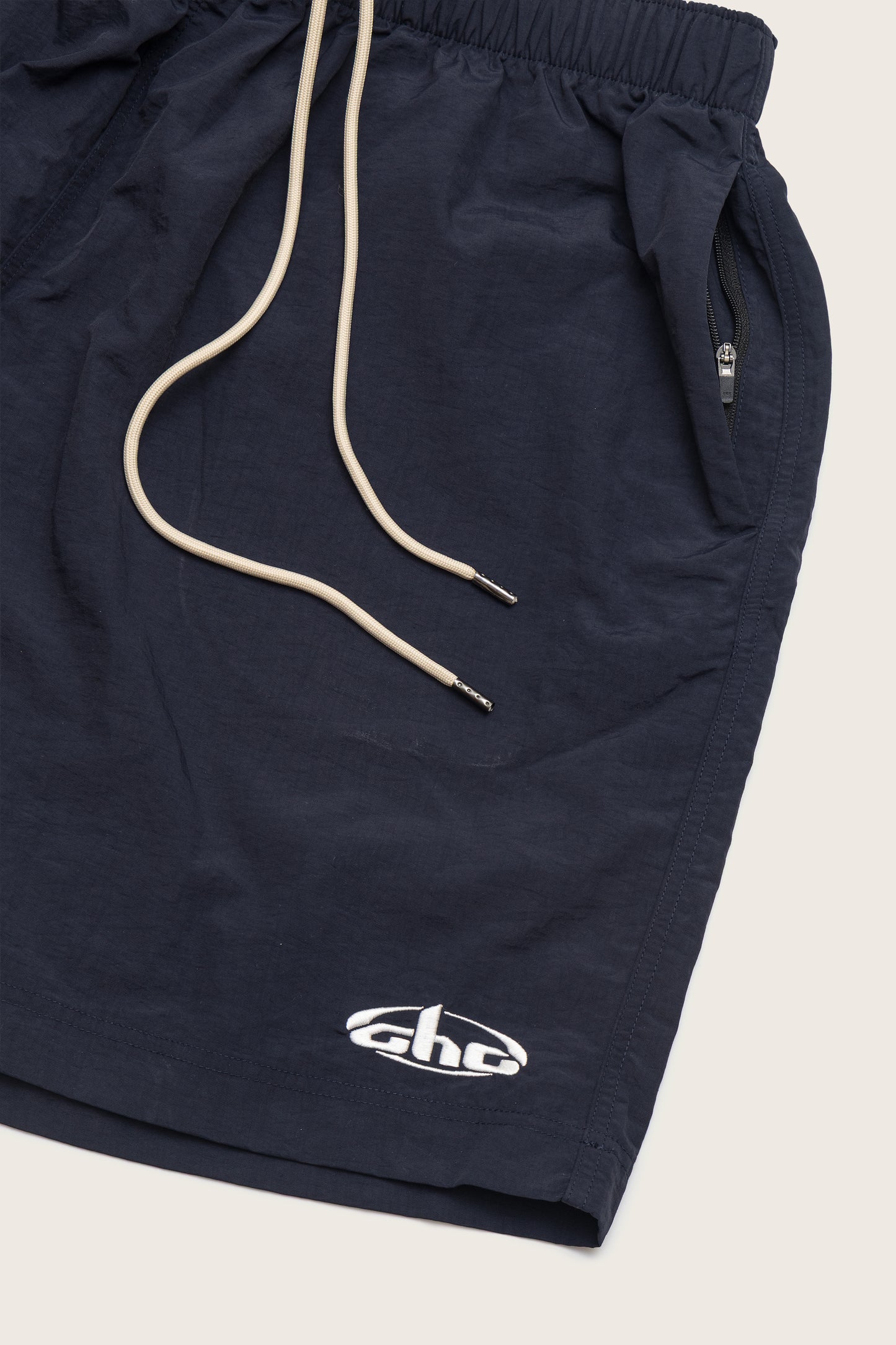 Aim Higher Club Unisex Retro Oval Logo Nylon Shorts/ Navy