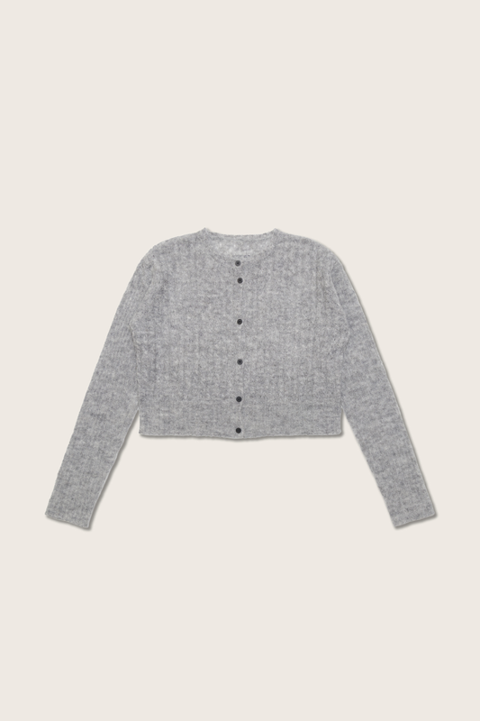 Aim Higher Club Faculty of Sports Knit Crewneck Cropped Cardigan/ Grey