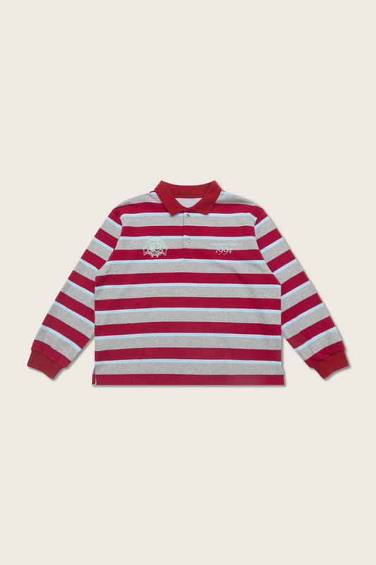 Aim Higher Club Faculty of Sports Emblem Cropped Stripe Poloshirt/ Grey-burgundy