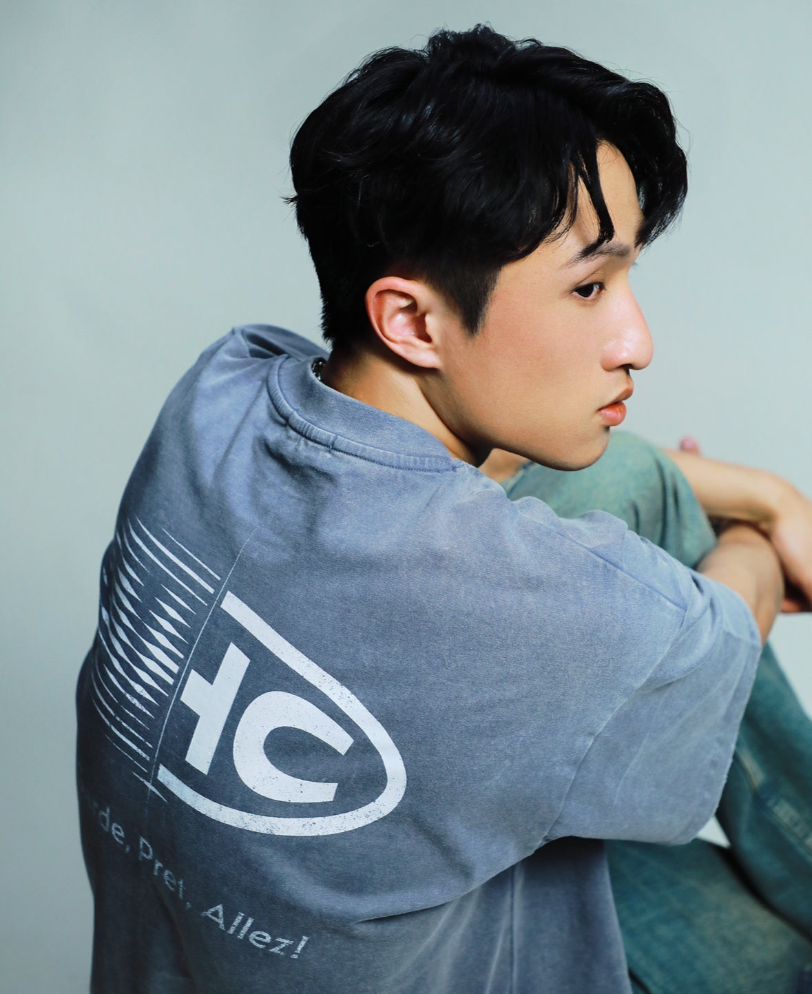 Aim Higher Club x Ryan Choi Logo Tee/ Washed Light Grey