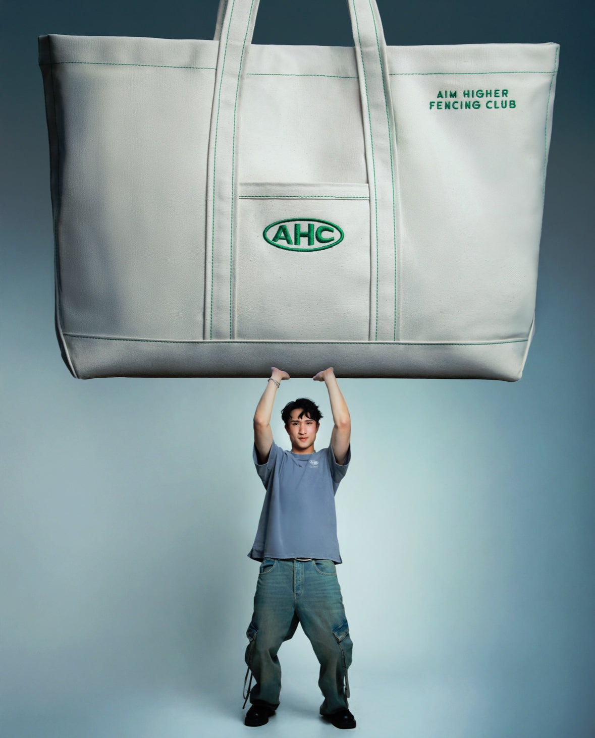 Aim Higher Club x Ryan Choi Classic Tote Bag/ Beige