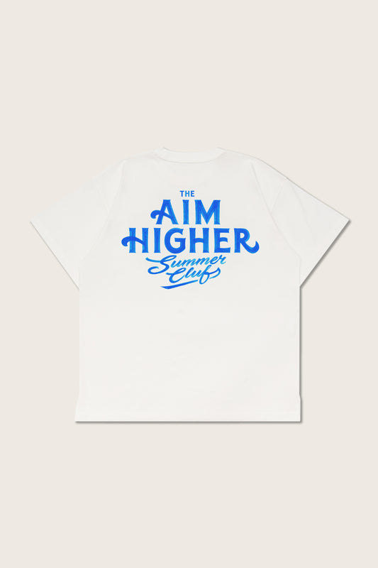Aim Higher Club X Imaginary Mechanic Summer Club Unisex Logo Tee/ White