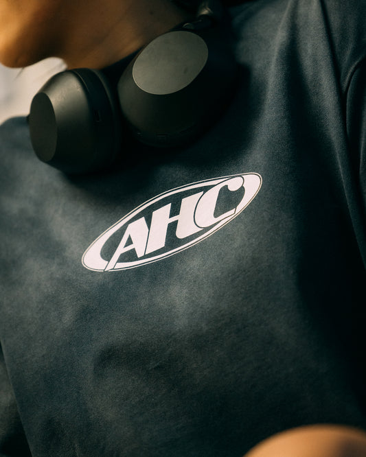 Aim Higher Club Unisex Retro Oval Logo Long Tee/ Dirty Washed Navy