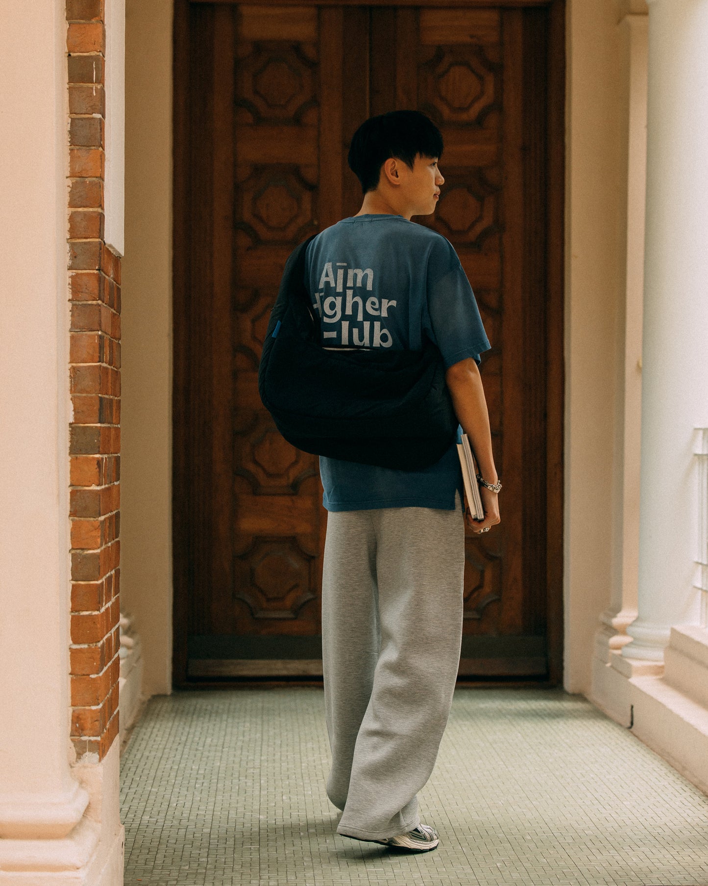 Aim Higher Club Unisex Logo Tee/ Washed Sky Blue