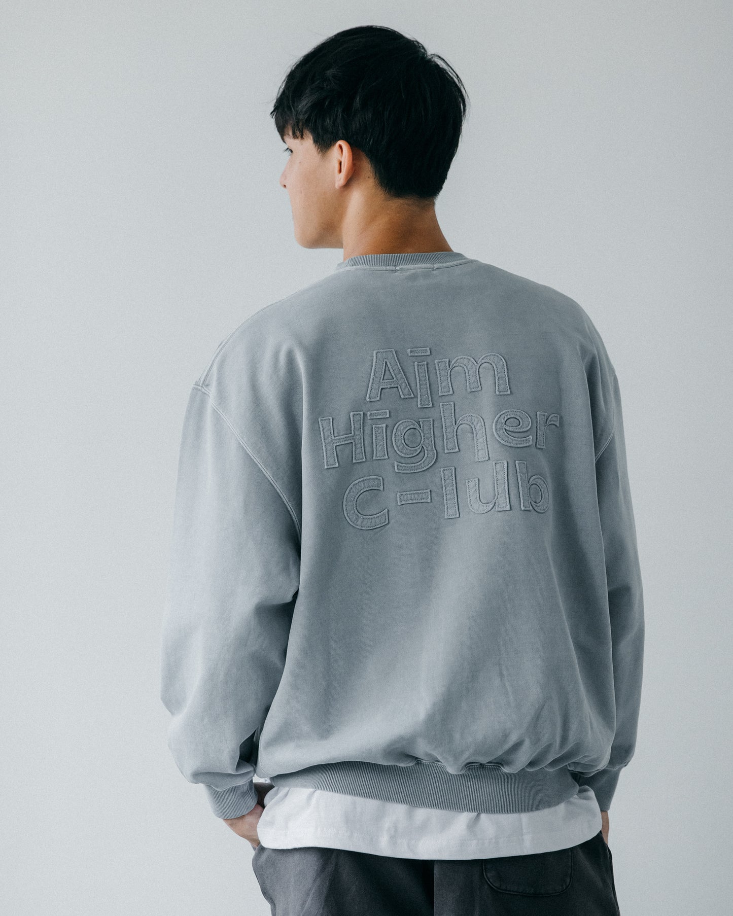 Aim Higher Club Unisex Crewneck Sweatshirt/ Washed Powder Blue Grey