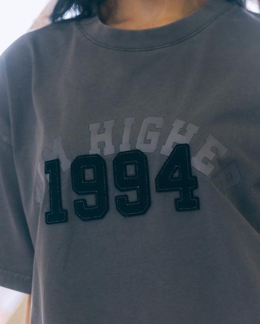 Aim Higher Club College Emblem Unisex Tee / Wash Light Charcoal