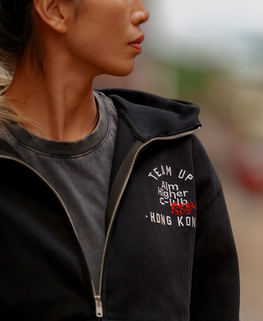 Aim Higher Club x SportsRoad 撐起港隊 Zip Up Hoodies/Black