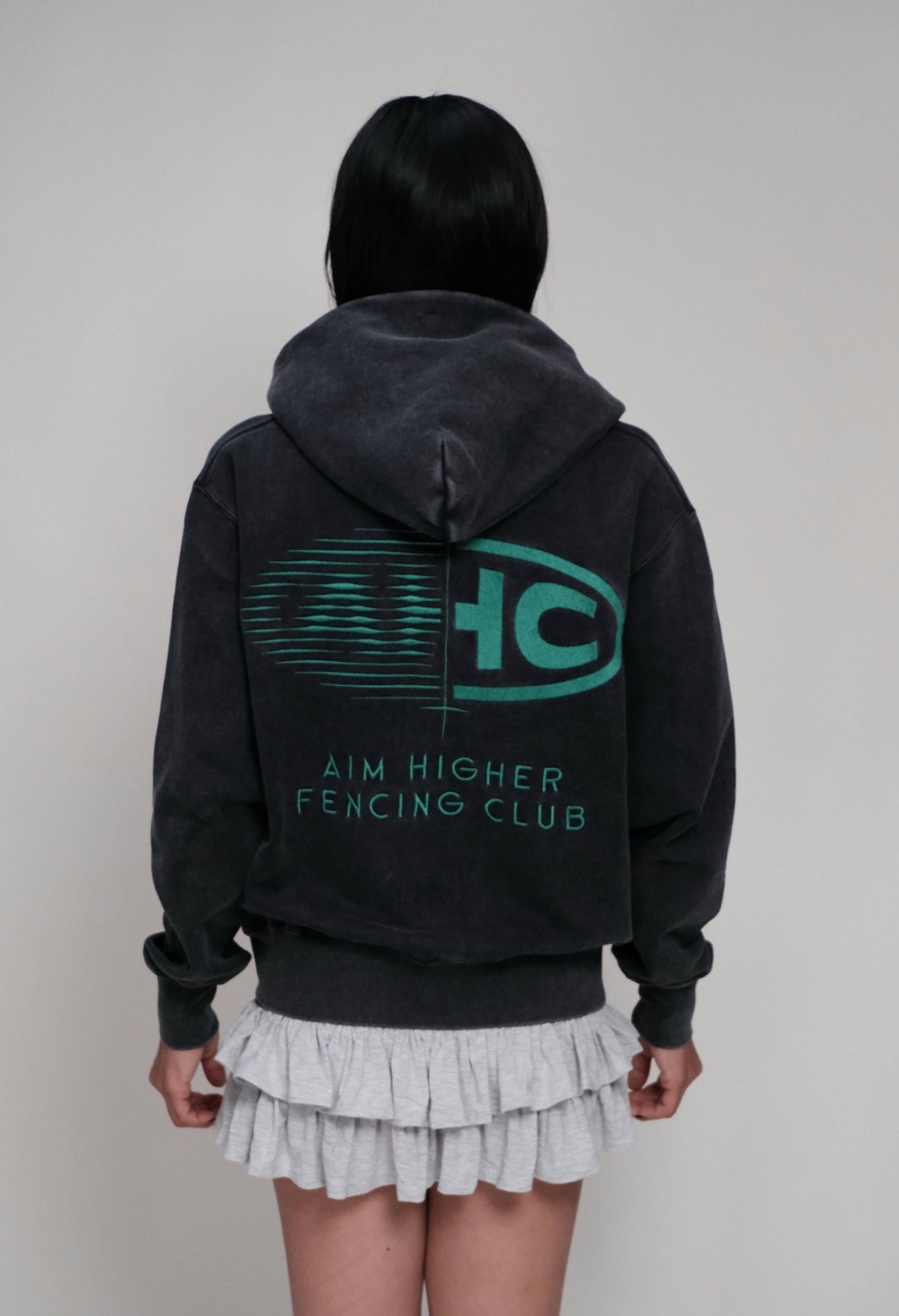 Aim Higher Club x Ryan Choi Washed Charcoal Zip Up Hoodies