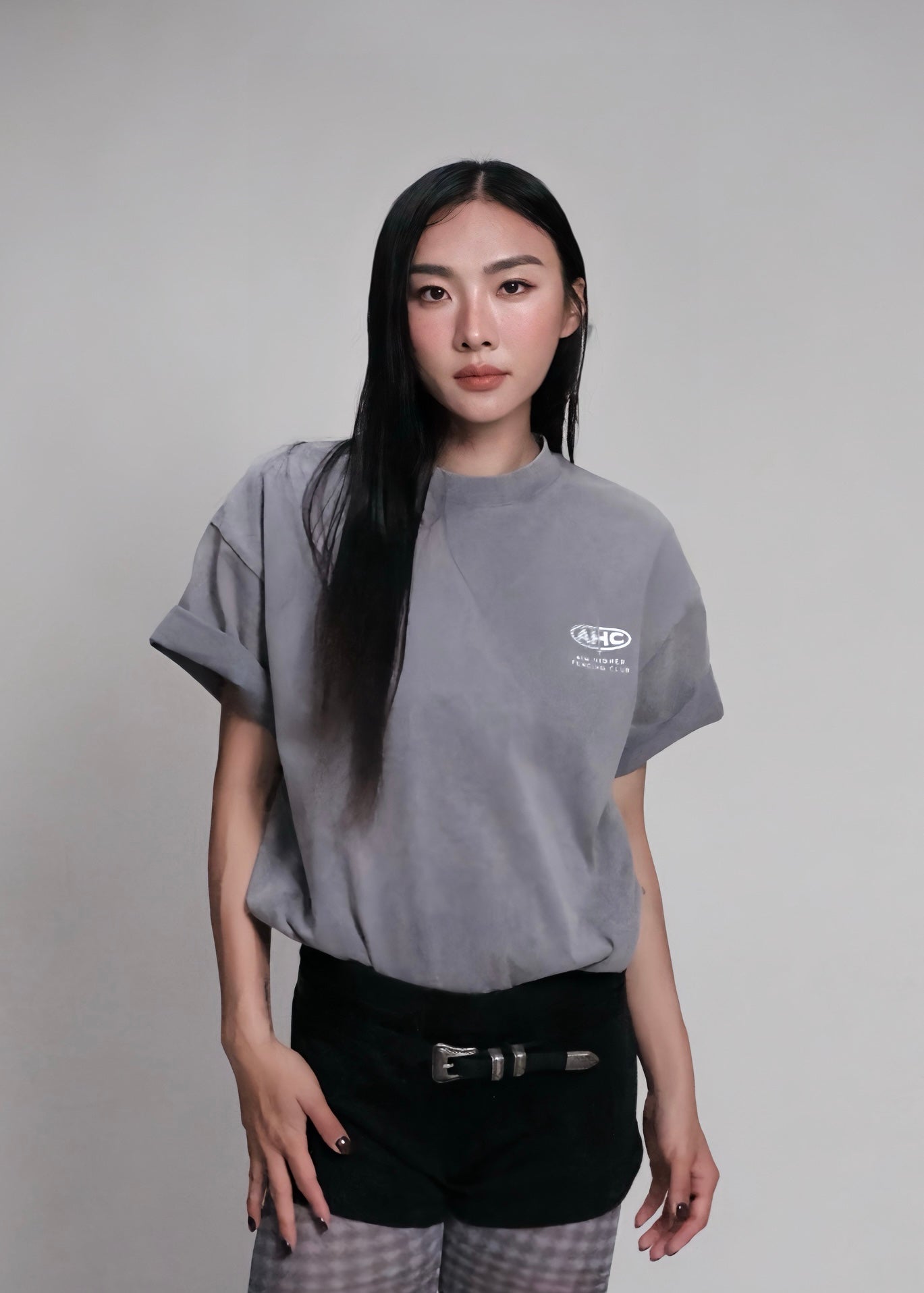 Aim Higher Club x Ryan Choi Logo Tee/ Washed Light Grey