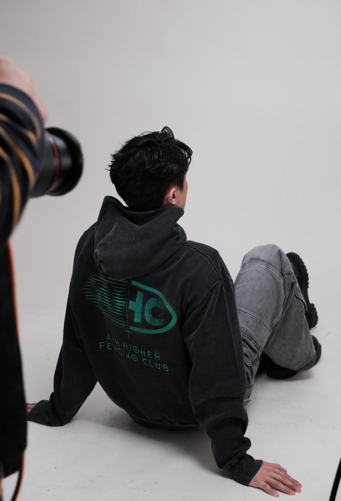 Aim Higher Club x Ryan Choi Washed Charcoal Zip Up Hoodies
