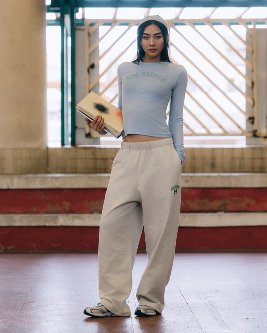 Aim Higher Club College Women Long Sleeve Top/ Heather Baby Blue