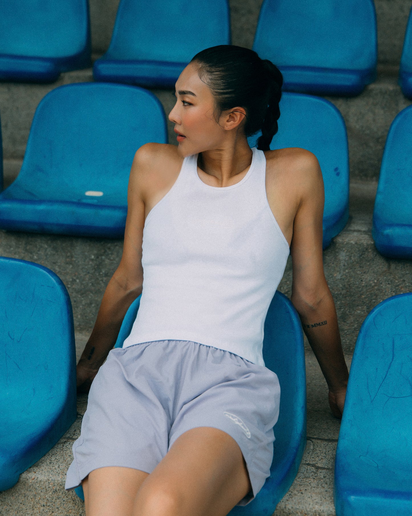 Aim Higher Club Women Oval Logo Tank Top/ White-White