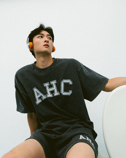 Aim Higher Club Unisex College Tee/ Washed Charcoal