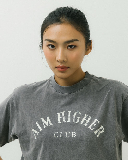 Aim Higher Club Basic Crop Tee/ Washed Charcoal