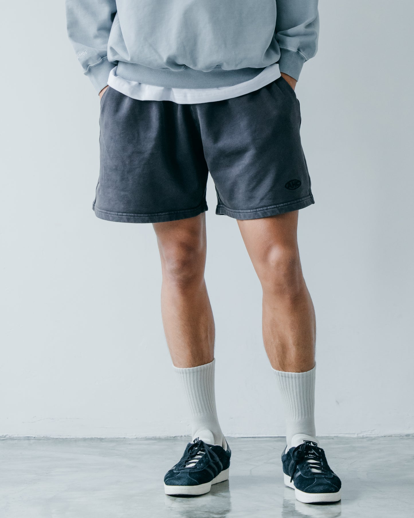 Aim Higher Club Unisex Sweat Shorts/ Washed Charcoal Navy