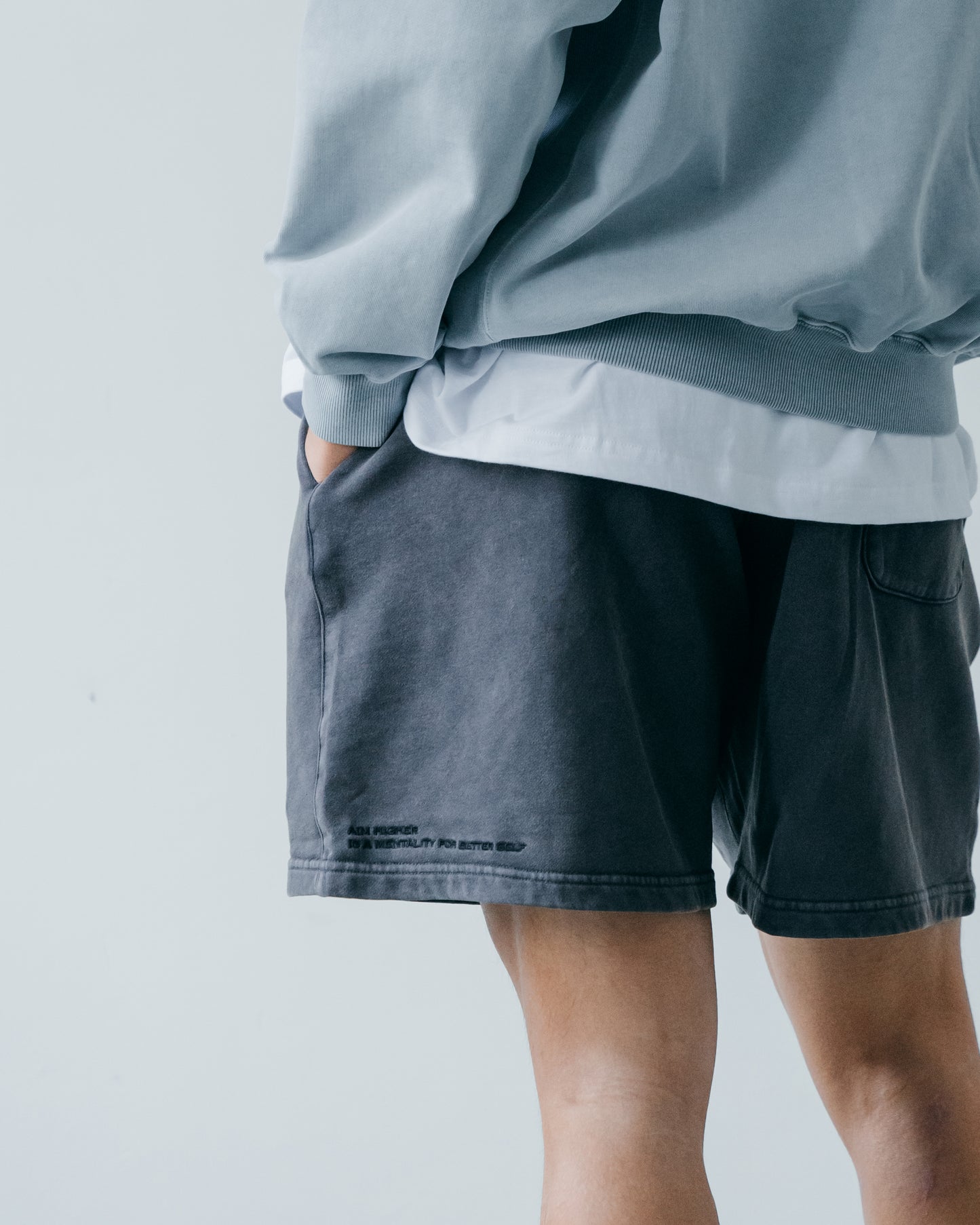 Aim Higher Club Unisex Sweat Shorts/ Washed Charcoal Navy