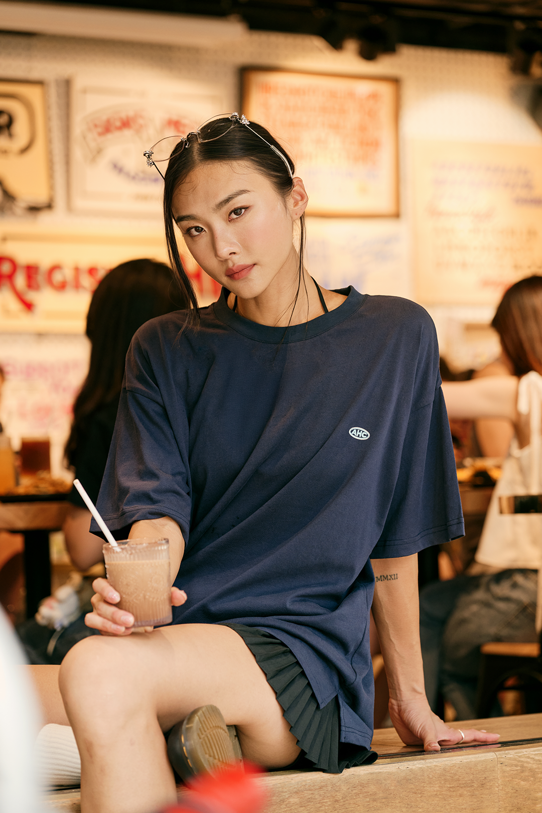 Aim Higher Club Unisex Logo Tee/ Navy