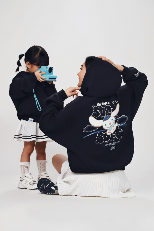 Aim Higher Club ♥ Cinnamoroll Kids Aim High Stay Soft Cloud Touch Zip Up Hoodie/ Navy