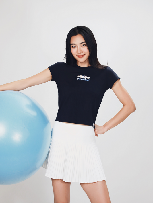 Aim Higher Club ♥ Cinnamoroll On The Bar Embroidery Women Fitted Tee /Navy