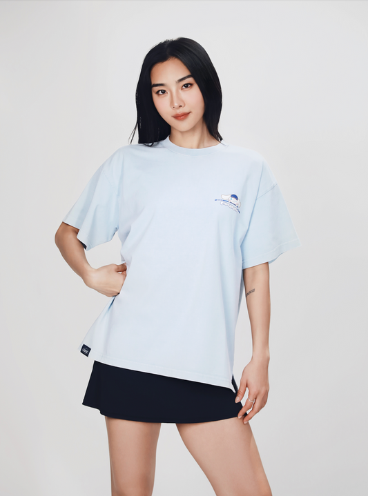 Aim Higher Club ♥ Cinnamoroll Jumping on the Cloud Unisex Tee/ Washed Baby Blue