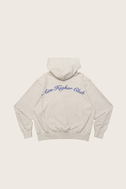 Aim Higher Club Raised Embroidery Zip Up Hoodie/ Oat-Ribbon Blue