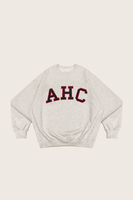 Aim Higher Club Terry Patch College Crewneck Sweatshirt/ Oat-Navy-Red