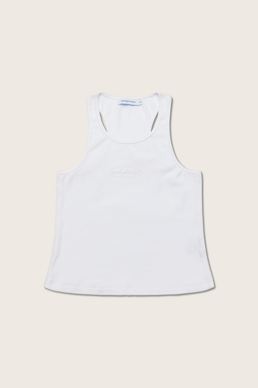 Aim Higher Club Women Oval Logo Tank Top/ White-White