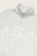 Aim Higher Club ♥ Cinnamoroll Monogram College Patch Half Zip Sweater/ Light Flecking Grey