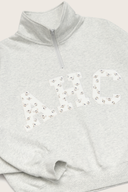 Aim Higher Club ♥ Cinnamoroll Monogram College Patch Half Zip Sweater/ Light Flecking Grey