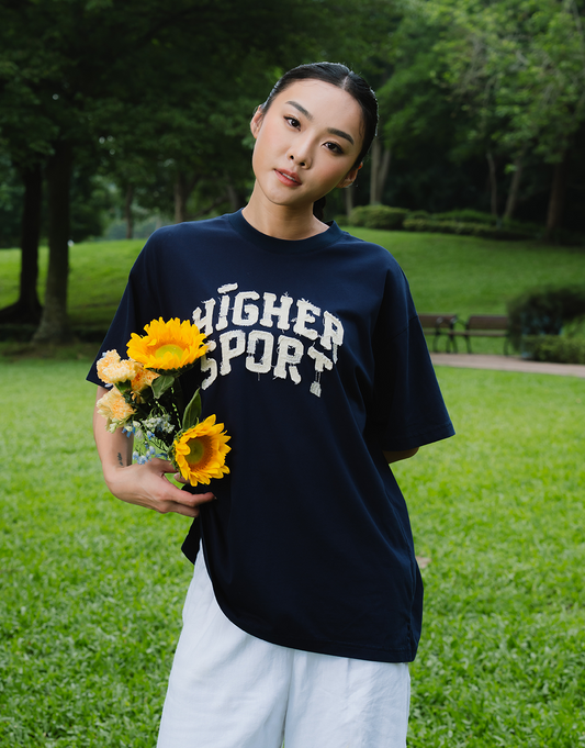 Aim Higher Club Sport Distressed Unisex Tee/ Navy
