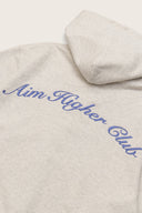 Aim Higher Club Unisex Raised Embroidery Zip Up Hoodie/ Oat-Ribbon Blue