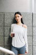 Aim Higher Club Activewear 2-Way Long Sleeve Top/ Flecking Oat