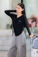 Aim Higher Club Activewear 2-Way Long Sleeve Top/ Black