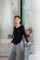 Aim Higher Club Activewear 2-Way Long Sleeve Top/ Black