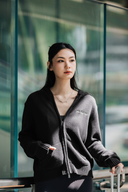 Aim Higher Club Full-Zip Hooded Cardigan/ Dark Grey