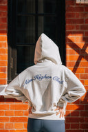 Aim Higher Club Unisex Raised Embroidery Zip Up Hoodie/ Oat-Ribbon Blue