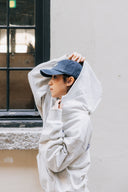 Aim Higher Club Unisex Raised Embroidery Zip Up Hoodie/ Oat-Ribbon Blue
