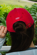 Aim Higher Club Unisex Light Washed Classic Script Cap/ Red